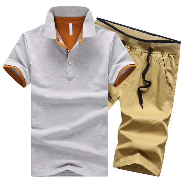 Cotton Mens Sets Summer Button Polo Shirts Sets Turn Down Mens Shorts 4XL Men Clothes 2 Piece Set Elastic Waist Shorts - Free Shipping - Aurelia Clothing