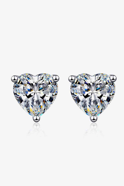 2 Carat Moissanite Heart-Shaped Stud Earrings - Aurelia Clothing