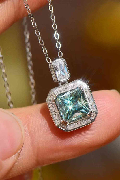 2 Carat Moissanite Square Pendant Necklace - Aurelia Clothing