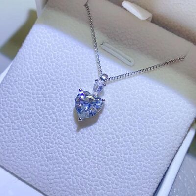 2 Carat Moissanite Sterling Silver Heart Pendant Necklace - Aurelia Clothing