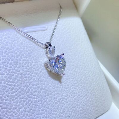 2 Carat Moissanite Sterling Silver Heart Pendant Necklace - Aurelia Clothing