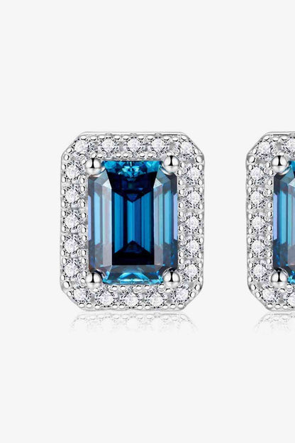 2 Carat Moissanite Stud Earrings in Indigo - Aurelia Clothing