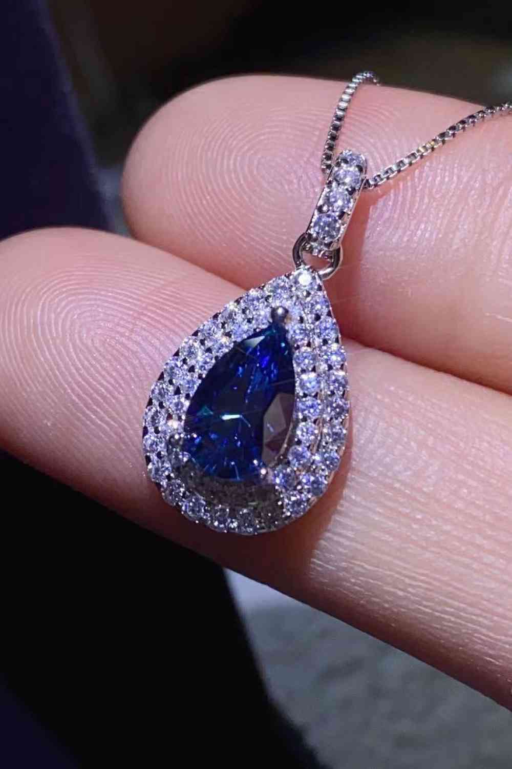 2 Carat Moissanite Teardrop Pendant Necklace - Aurelia Clothing