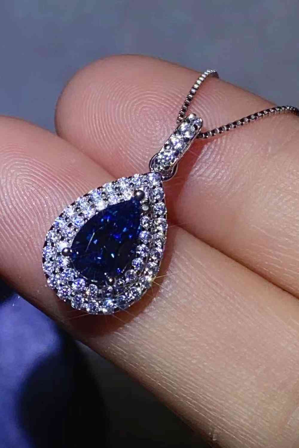 2 Carat Moissanite Teardrop Pendant Necklace - Aurelia Clothing