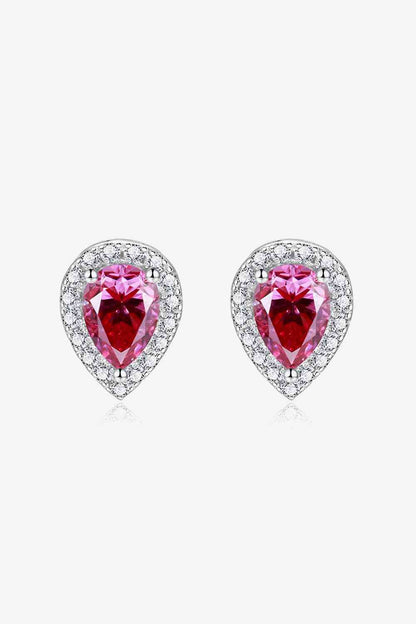 2 Carat Moissanite Teardrop Stud Earrings in Rose - Aurelia Clothing