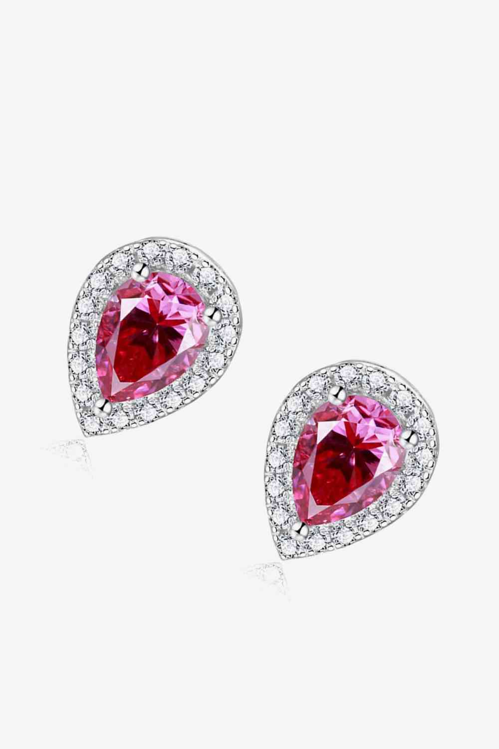 2 Carat Moissanite Teardrop Stud Earrings in Rose - Aurelia Clothing