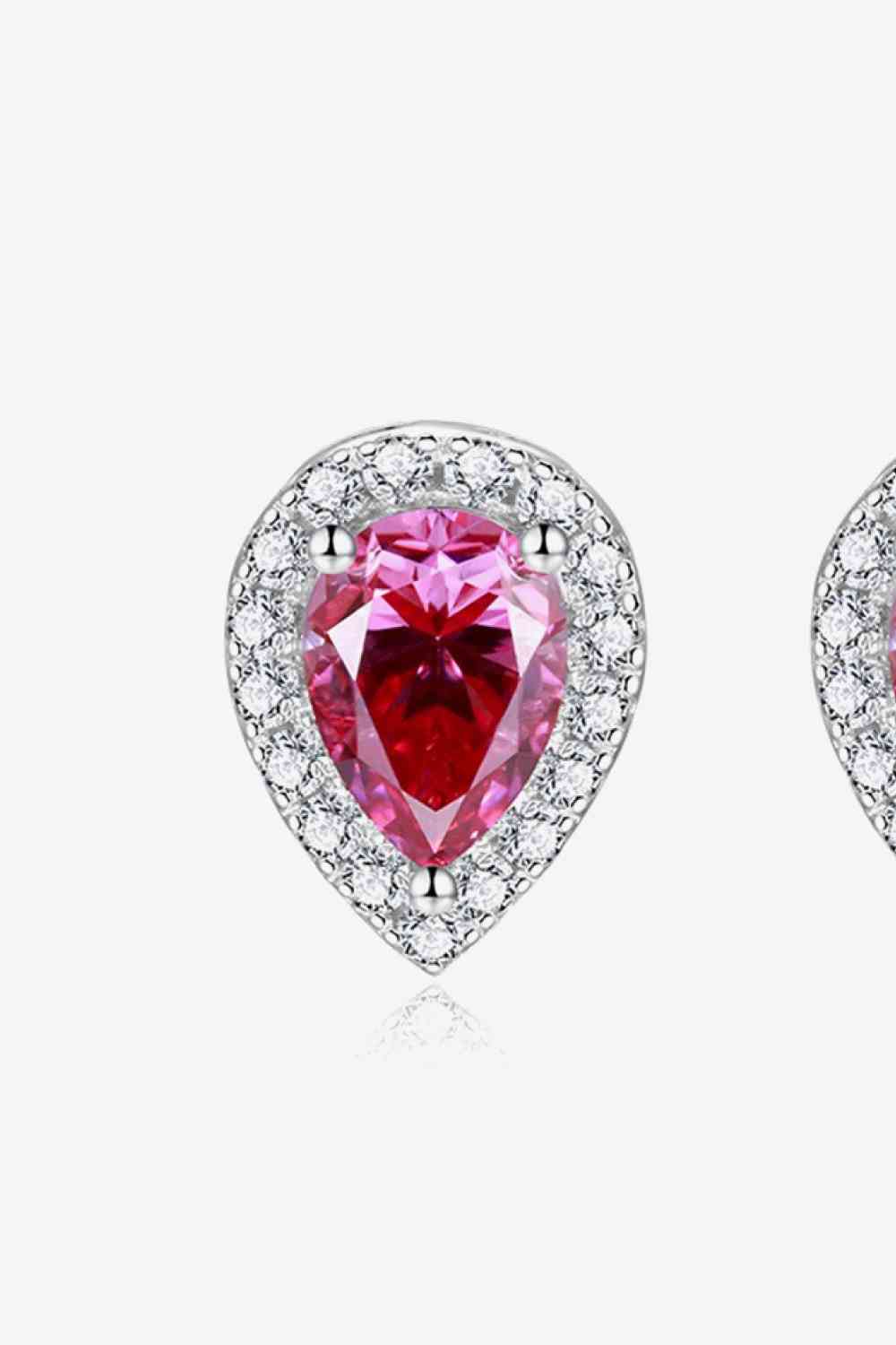 2 Carat Moissanite Teardrop Stud Earrings in Rose - Aurelia Clothing