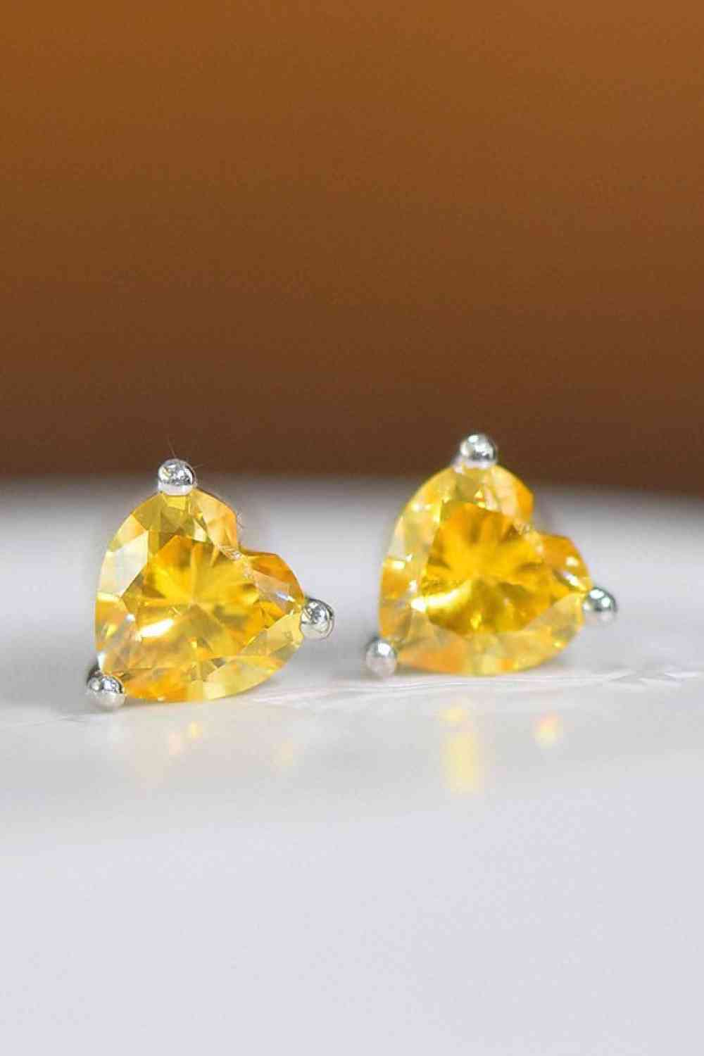 2 Carat Yellow Heart Moissanite Platinum-Plated Earrings - Aurelia Clothing