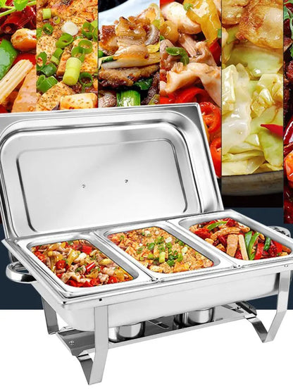 3 * 3L Chafing Dish Set Full Size Stainless Steel Silver Catering Warmer Set For Buffet Catering - Free Shipping - Aurelia Clothing