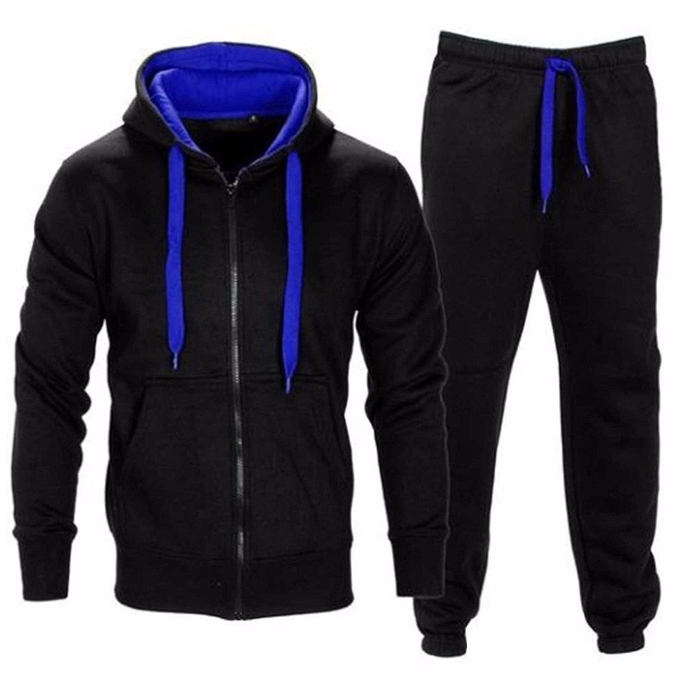 Casual Solid Tracksuit Zipper Hooded Sweatshirt Jacket +Sweatpants Mens Tracksuit - Free Shipping - Aurelia Clothing