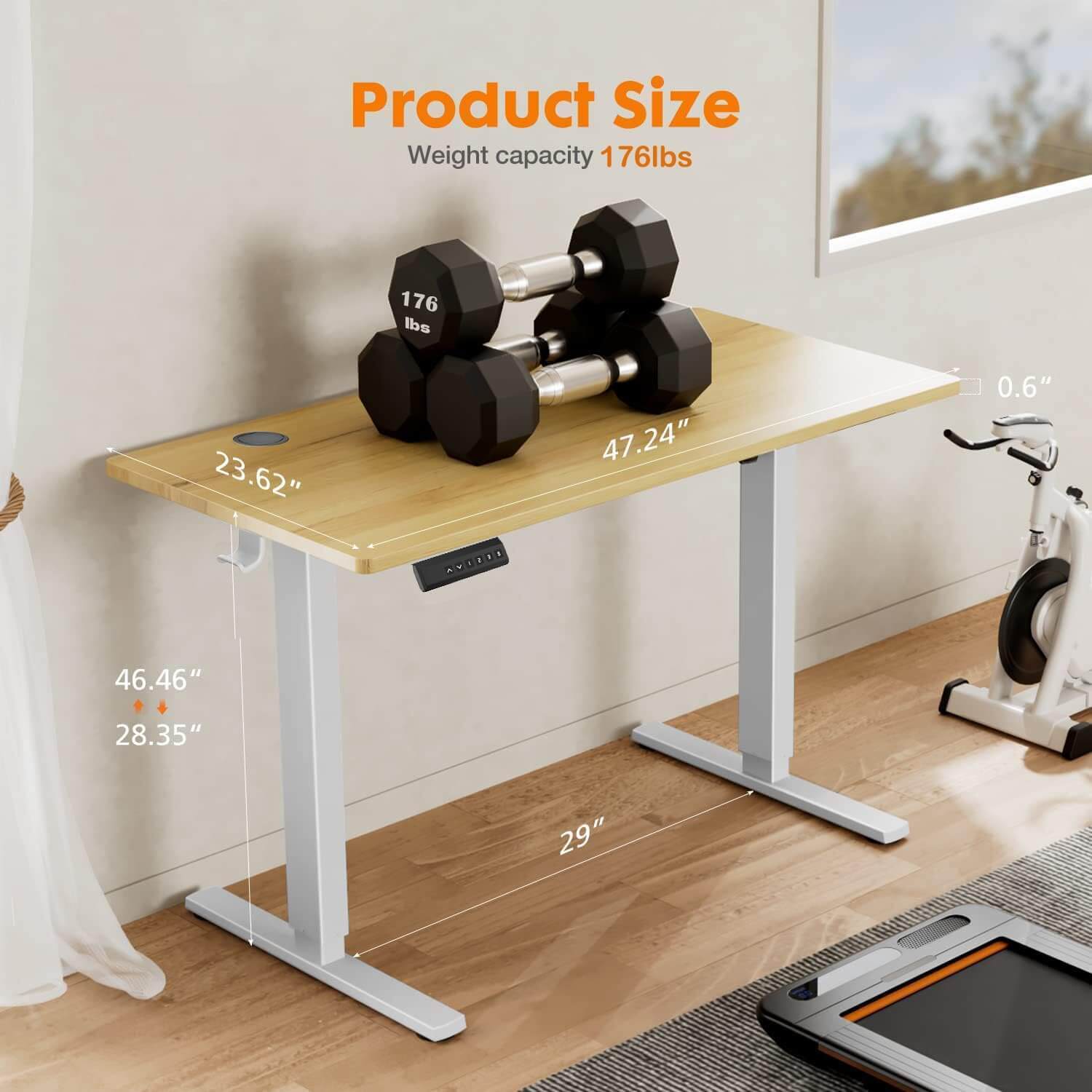 Electric Height Adjustable Standing Desk,Sit to Stand Ergonomic Computer Desk,Yellow,48'' x 24" - Free Shipping - Aurelia Clothing