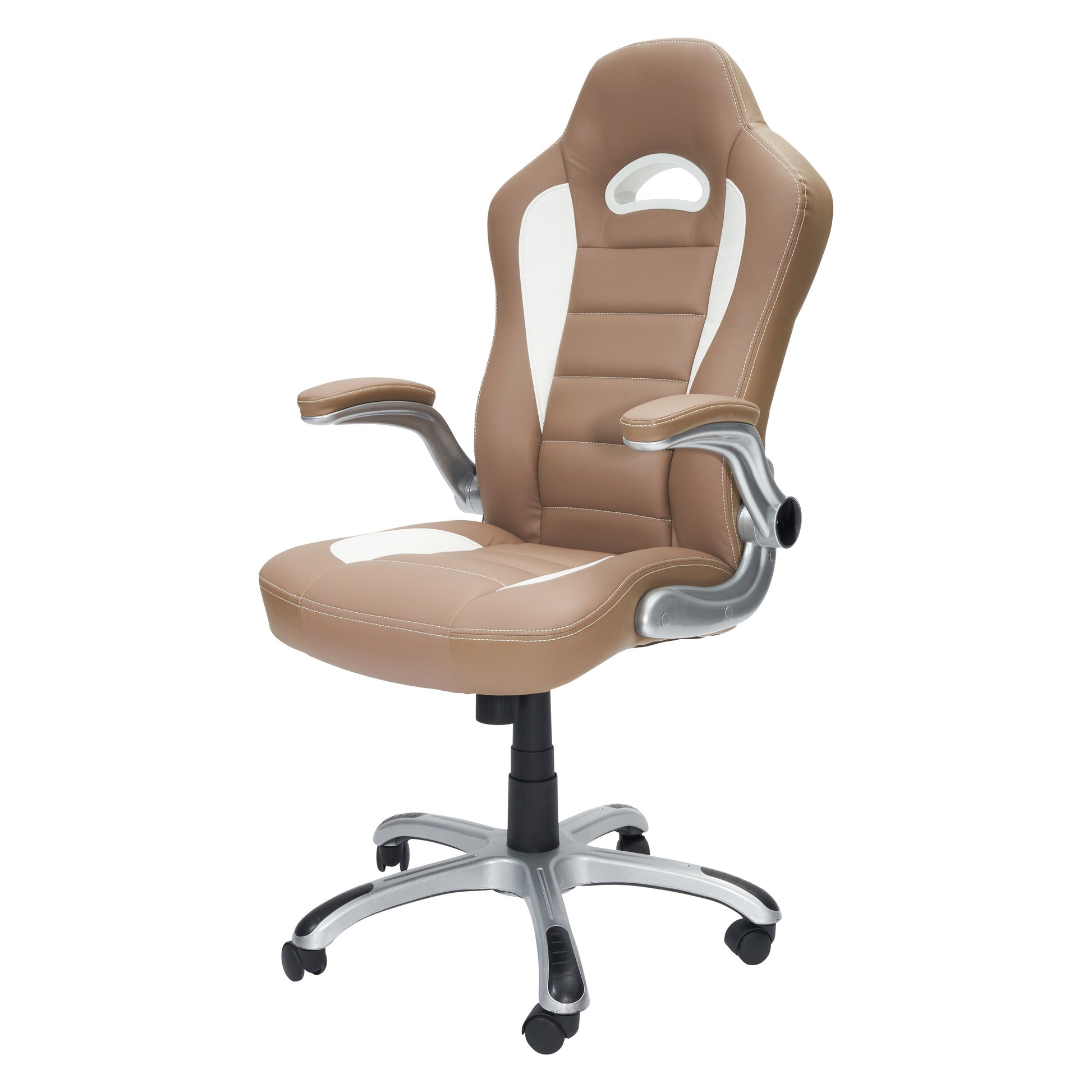 Techni Mobili High Back Executive Sport Race Office Chair with Flip-Up Arms, Camel - Free Sipping - Aurelia Clothing