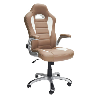 Techni Mobili High Back Executive Sport Race Office Chair with Flip-Up Arms, Camel - Free Sipping - Aurelia Clothing