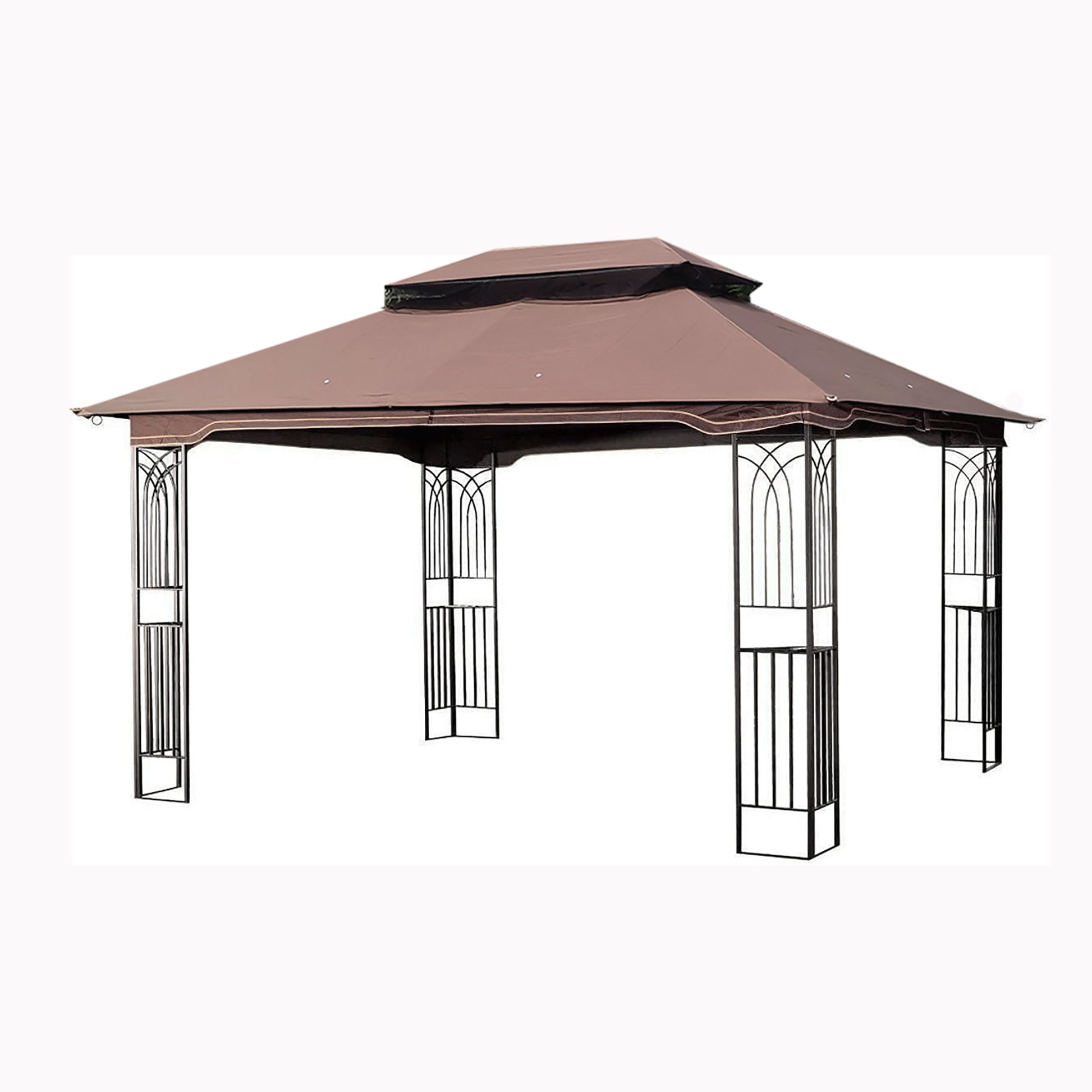 13x10 Outdoor Patio Gazebo Canopy Tent With Ventilated Double Roof And Mosquito net(Detachable Mesh Screen On All Sides),Suitable for Lawn, Garden, Backyard and Deck,Brown Top - Free Shipping - Aurelia Clothing