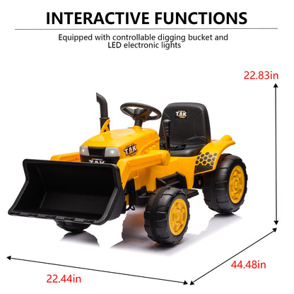 12V Kids Ride on Tractor Electric Excavator Battery Powered Motorized Car for Kids Ages 3-6, wiFront th Loader, Digging Handle, Remote Control, & Bright Headlight, Yellow - Free Shipping - Aurelia Clothing