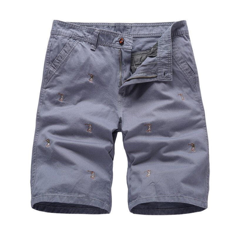 Men's Cargo Shorts Male Embroidery 100% Cotton Shorts Men Casual Cargo Shorts - Free Shipping - Aurelia Clothing