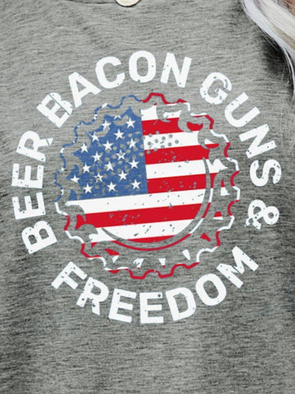 BEER BACON GUNS & FREEDOM US Flag Graphic Tee - Aurelia Clothing