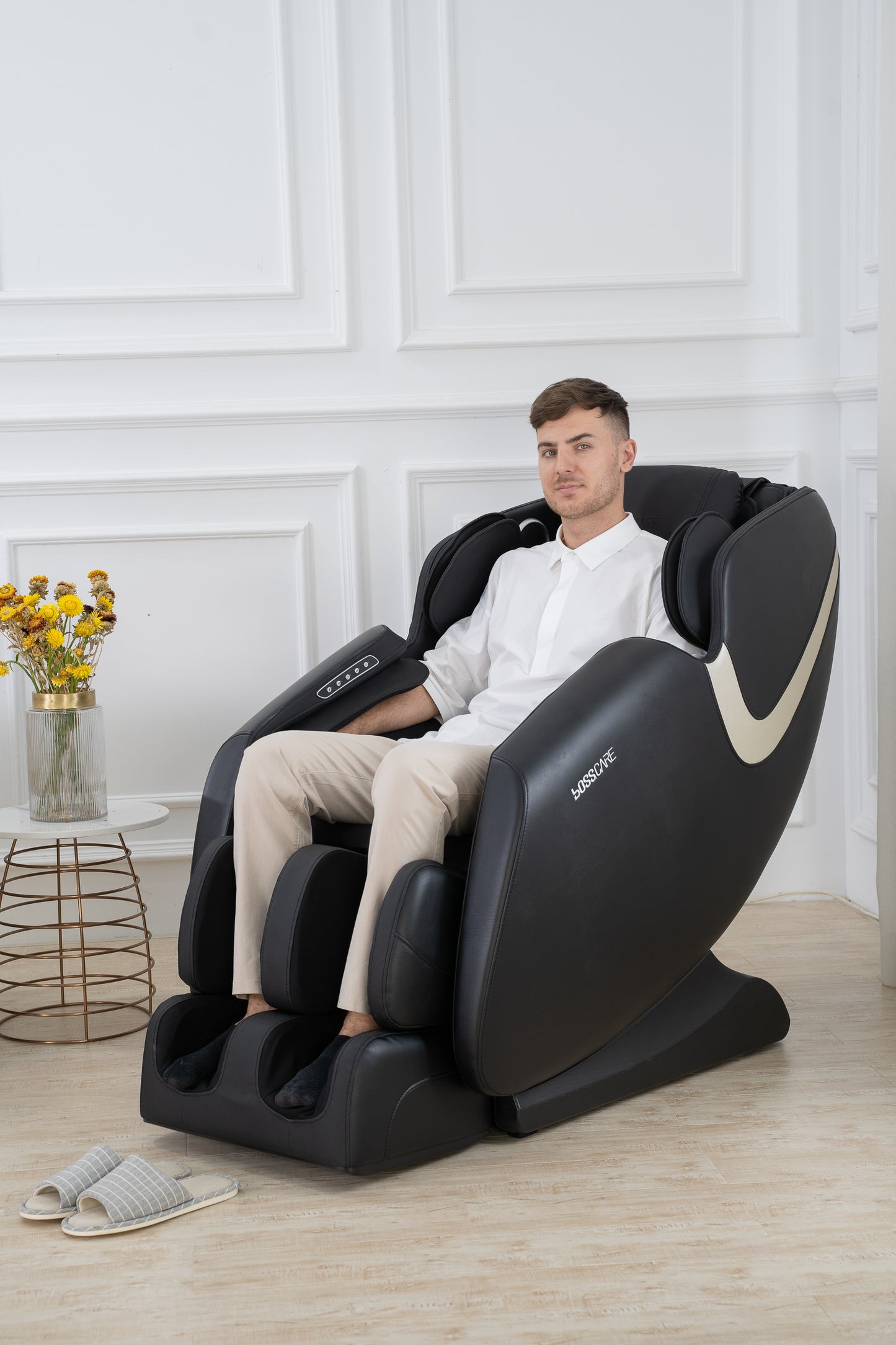 BOSSCARE Massage Chair Recliner with Zero Gravity, Full Body Airbag Massage Chair with Bluetooth Speaker, Foot Roller Brown - Free Shipping - Aurelia Clothing