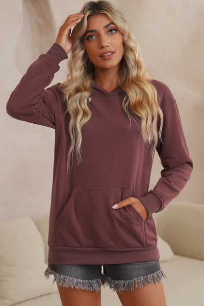 Dropped Shoulder Kangaroo Pocket Hoodie - Aurelia Clothing