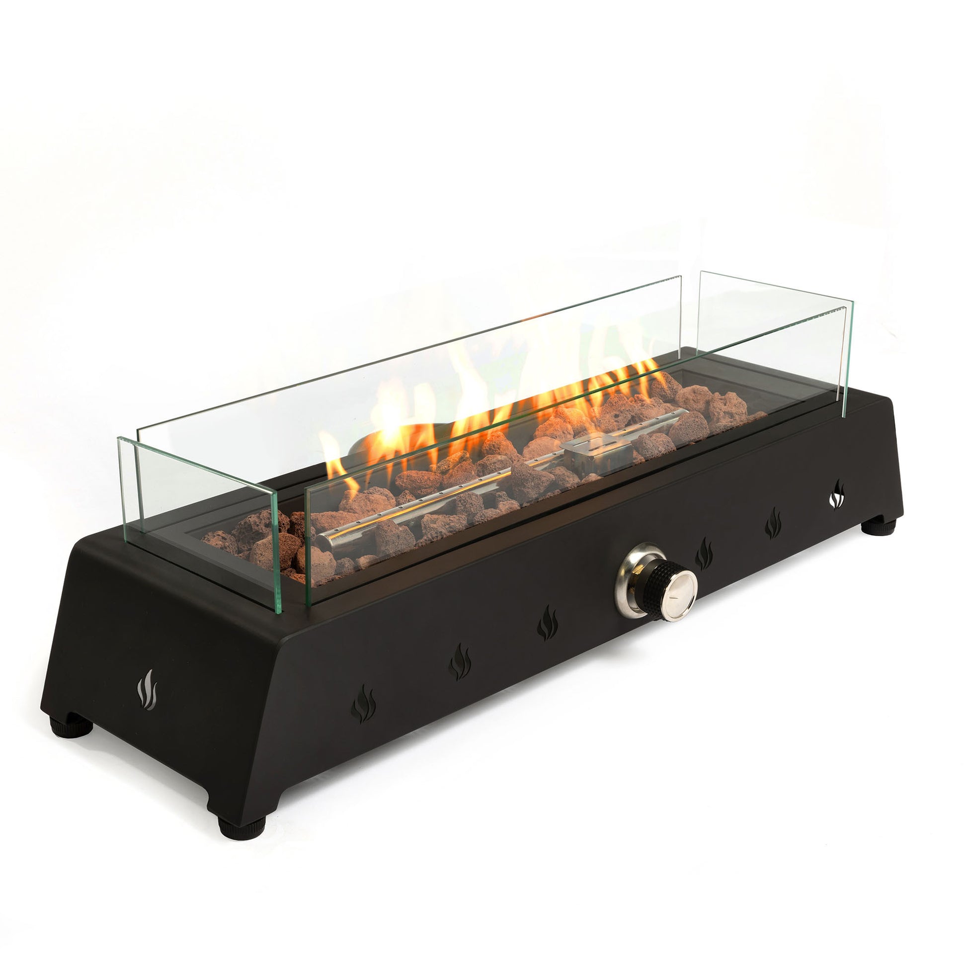 28 inch Tabletop Fire Pit, Propane Gas Fire Pit with Quick Connect Joint, Glass Wind Guard and Lava Rock, Outdoor Portable Tabletop Fire Pit - Free Shipping - Aurelia Clothing