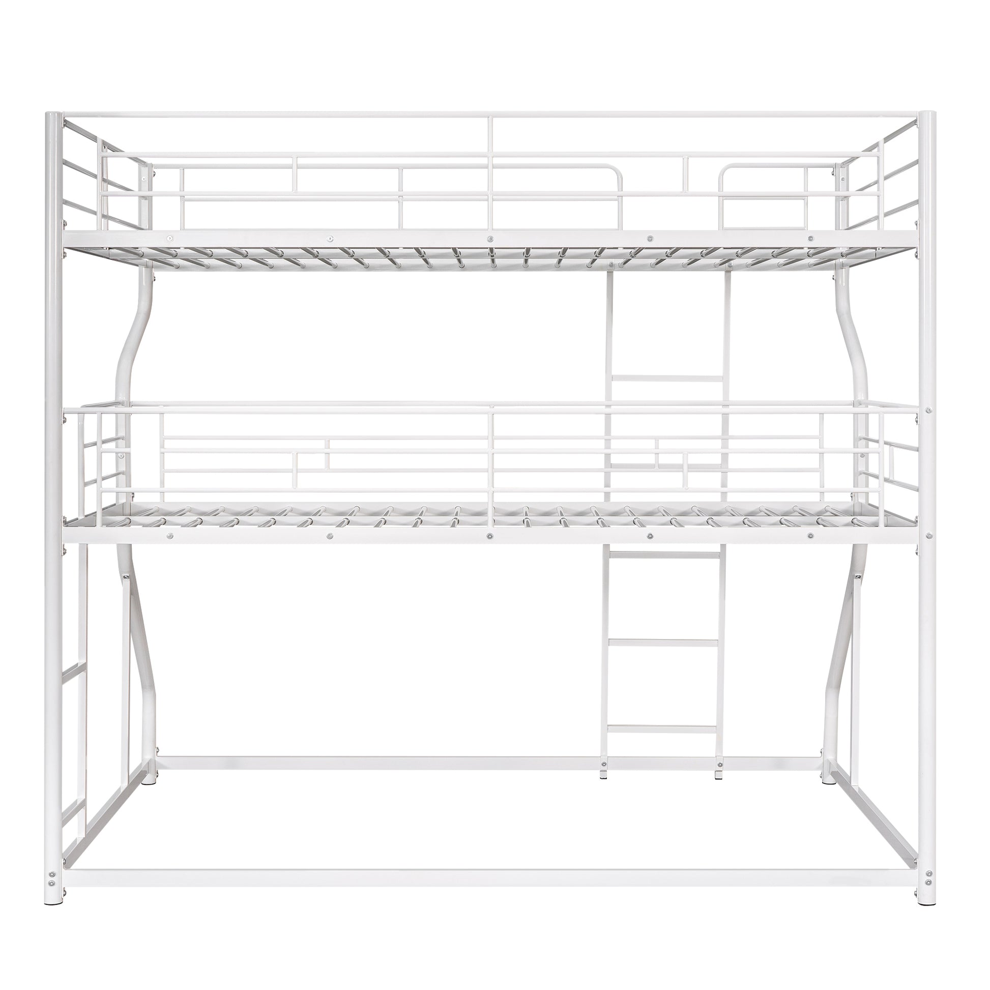 Full XL over Twin XL over Queen Size Triple Bunk Bed with Long and Short Ladder,WhiteTwin over Twin House Bunk Bed with Trundle and Slide, Storage Staircase, Roof and Window Design, Gray(Old  - Aurelia Clothing