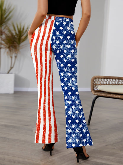 Star & Stripes High Waist Bootcut Pants - Aurelia Clothing