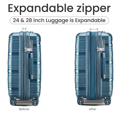 Luggage 4 Piece Sets(14/20/24/28), Hard Shell Lightweight TSA Lock Carry on Expandable Suitcase with Spinner Wheels Travel Set for Men Women - Free Shipping - Aurelia Clothing