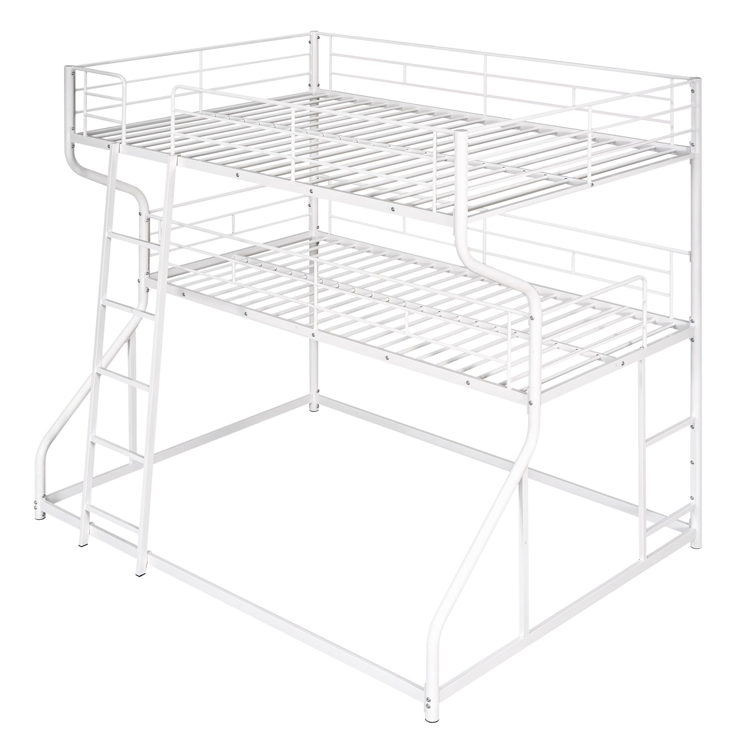 Full XL over Twin XL over Queen Size Triple Bunk Bed with Long and Short Ladder,WhiteTwin over Twin House Bunk Bed with Trundle and Slide, Storage Staircase, Roof and Window Design, Gray(Old  - Aurelia Clothing