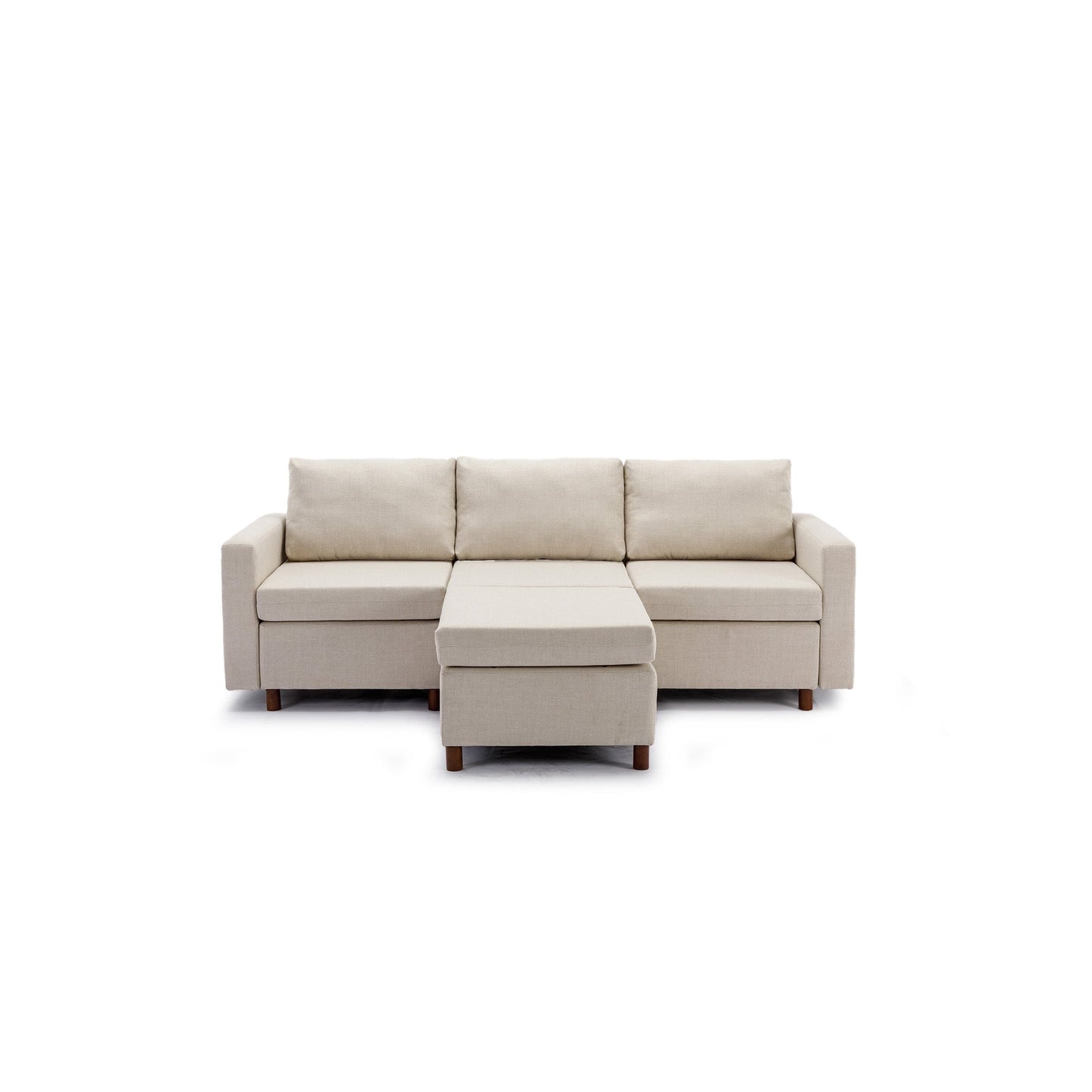 3 Seat Module Sectional Sofa Couch With 1 Ottoman for living room,Seat Cushion and Back Cushion Non-Removable and Non-Washable,Cream - Free Shipping - Aurelia Clothing