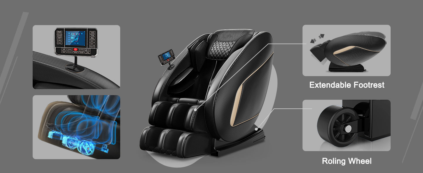 Massage Chair Blue-Tooth Connection and Speaker, Easy to Use at Home and in The Office and Recliner with Zero Gravity with Full Body Air Pressure, 001, 50D x 26W x 40H in, Black3 - Free Shipp - Aurelia Clothing