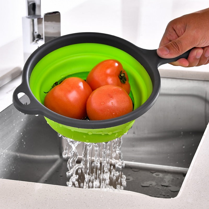 Long handle PP+TPR folding drainage basket retractable water filter basket fruit and vegetable water filter tray - Free Shipping - Aurelia Clothing