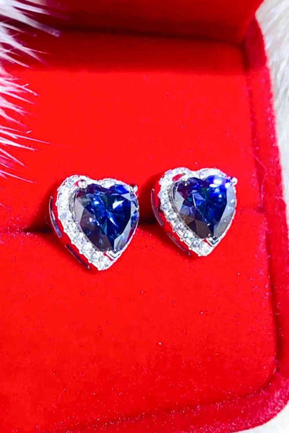 4 Carat Moissanite Heart-Shaped Stud Earrings - Aurelia Clothing