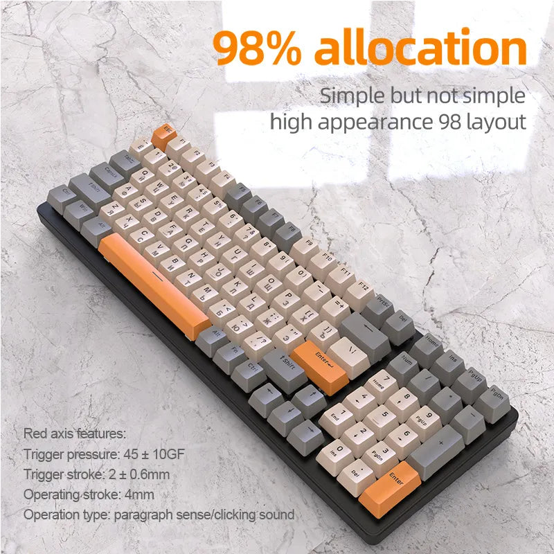 K6 Mechanical Keyboard Wireless 5.0 BT 2.4 Ghz Wired Three Modes Backlit Bluetooth Gamer Keyboard 100 Keys Keycaps Pc Gamer - Free Shipping - Aurelia Clothing