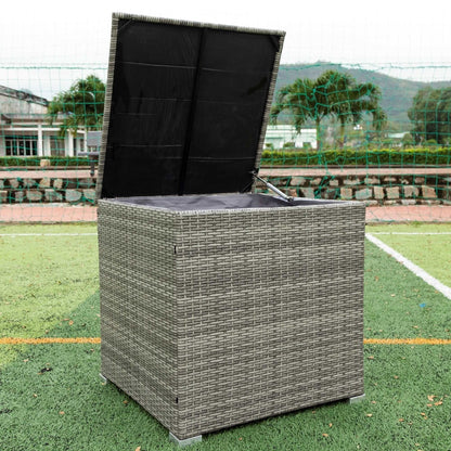 4 Piece Patio Sectional Wicker Rattan Outdoor Furniture Sofa Set with Storage Box Grey - Free Shipping - Aurelia Clothing