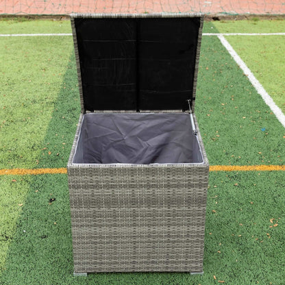 4 Piece Patio Sectional Wicker Rattan Outdoor Furniture Sofa Set with Storage Box Grey - Free Shipping - Aurelia Clothing