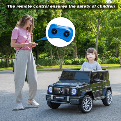 Licensed Mercedes Benz G63 Kids Ride On Car, 12V Electric Vehicle with Remote Control, Double Open Doors, Music, Bluetooth, Wheels Suspension, Battery Powered for Children Boy Girl (Black) -  - Aurelia Clothing