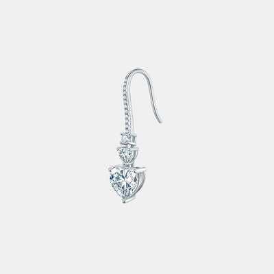 5.44 Carat Sterling Silver Moissanite Heart Drop Earrings - Aurelia Clothing