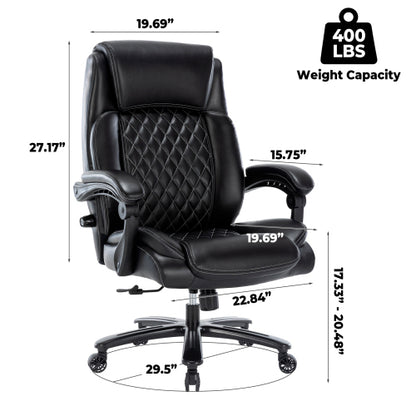 Executive Office Chair - 500lbs Heavy Duty Office Chair, Wide Seat Bonded Leather Office Chair with 30-Degree Back Tilt & Lumbar Support (Black) - Free Shipping - Aurelia Clothing