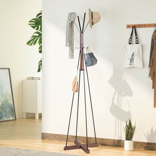 Reclaimed Wood and Metal Freestanding Coat Rack with Hooks use in bedroom, living room - Free Shipping - Aurelia Clothing