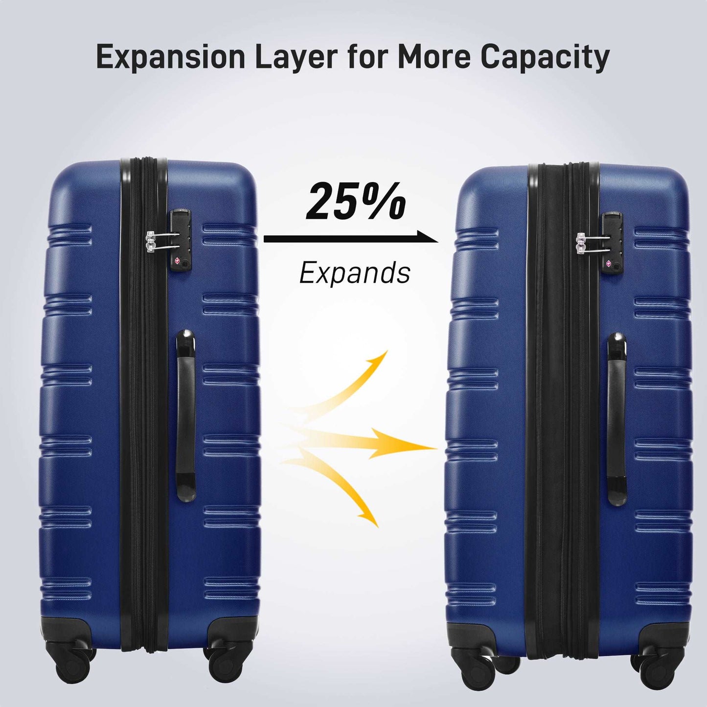 3 Piece Luggage Set Hardside Spinner Suitcase with TSA Lock 20" 24" 28" Available - Free Shipping - Aurelia Clothing