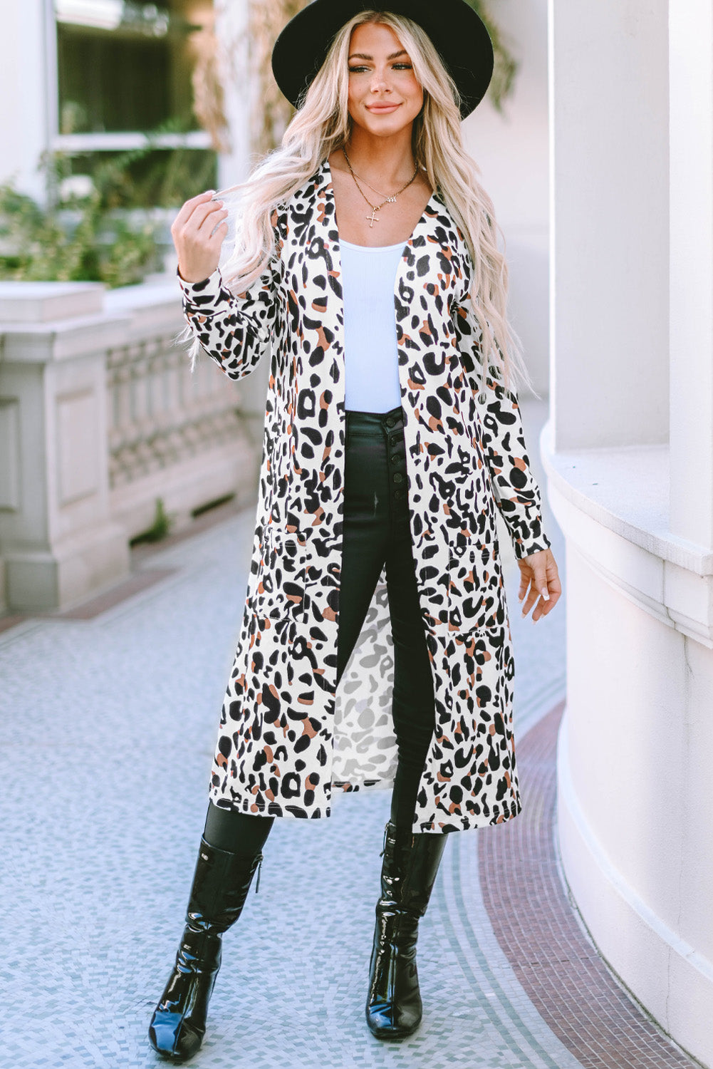 Leopard Open Front Long Sleeve Cover Up - Free Shipping - Aurelia Clothing