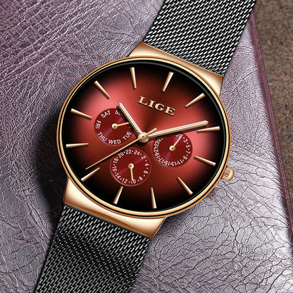 LIGE Mesh Strap Quartz Men's Watch - Free Shipping - Aurelia Clothing