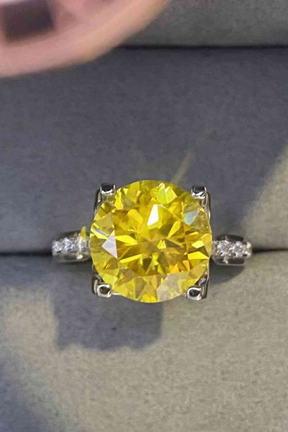 5 Carat Moissanite Sterling Silver Ring in Banana Yellow - Aurelia Clothing