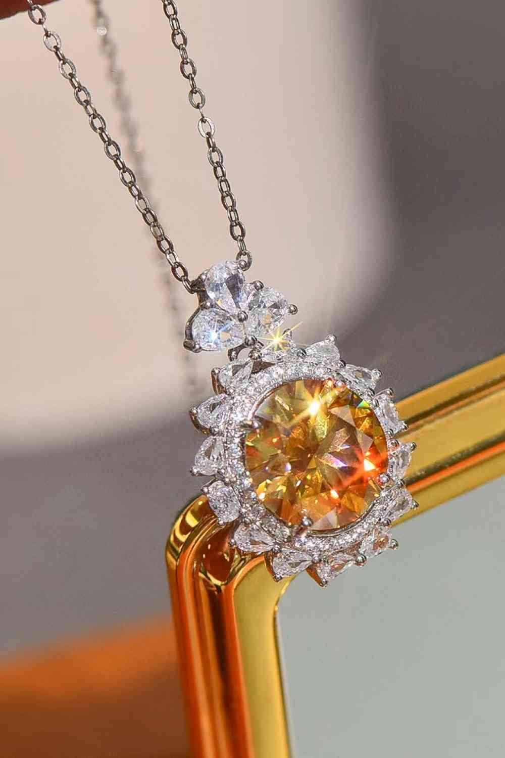 5 Carat Yellow Moissanite Pendant Necklace - Aurelia Clothing