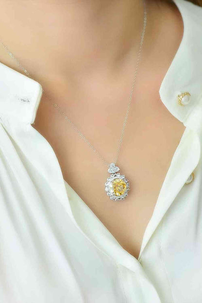 5 Carat Yellow Moissanite Pendant Necklace - Aurelia Clothing