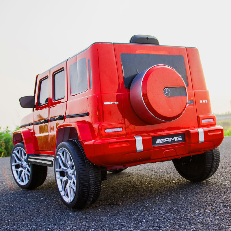 Licensed Mercedes Benz G63 Kids Ride On Car, 12V Electric Vehicle with Remote Control, Double Open Doors, Music, Bluetooth, Wheels Suspension, Battery Powered for Children Boy Girl (Red) - Aurelia Clothing