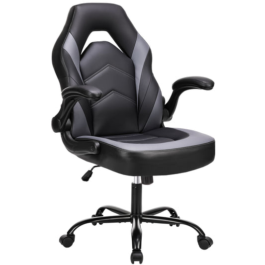 Sweetcrispy Gaming Chair - PU Leather Computer Chair Ergonomic Office Chair with Lumbar Support, Height Adjustable Rolling Desk Chairs with Flip-up Armrests - Free Shipping - Aurelia Clothing