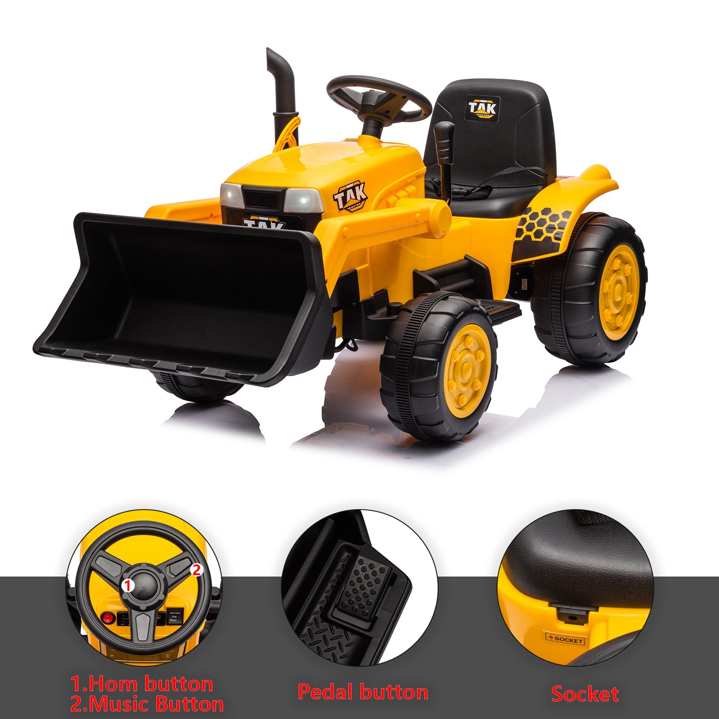 12V Kids Ride on Tractor Electric Excavator Battery Powered Motorized Car for Kids Ages 3-6, wiFront th Loader, Digging Handle, Remote Control, & Bright Headlight, Yellow - Free Shipping - Aurelia Clothing