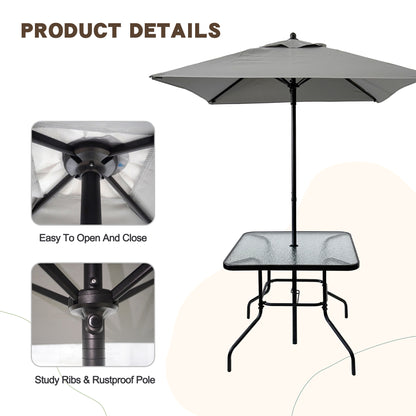 Outdoor Patio Dining Set for 4 People, Metal Patio Furniture Table and Chair Set with Umbrella, Black - Free Shipping - Aurelia Clothing