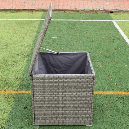 4 Piece Patio Sectional Wicker Rattan Outdoor Furniture Sofa Set with Storage Box Grey - Free Shipping - Aurelia Clothing